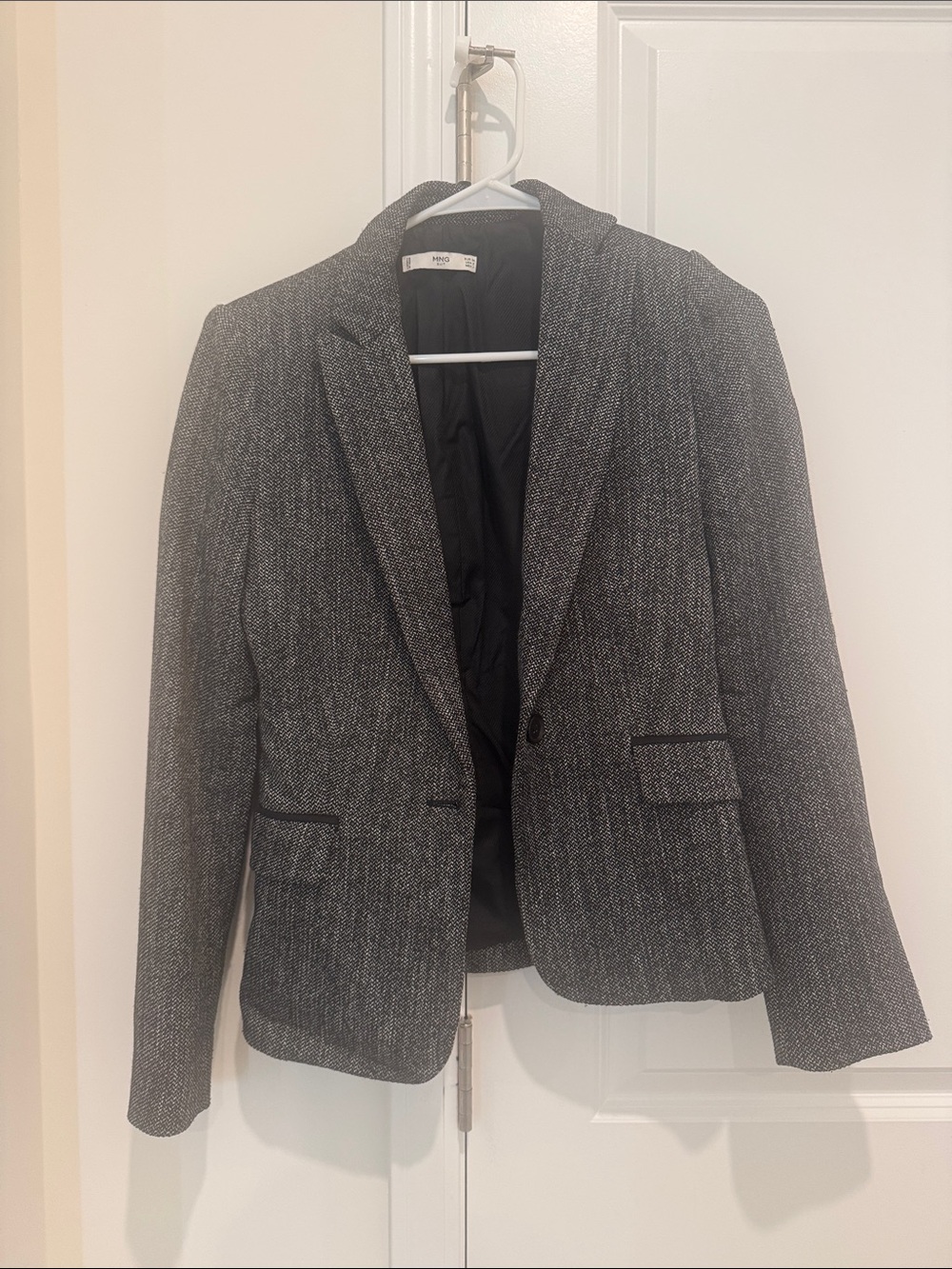 Mango Black & Gray Tweed Women's Blazer
